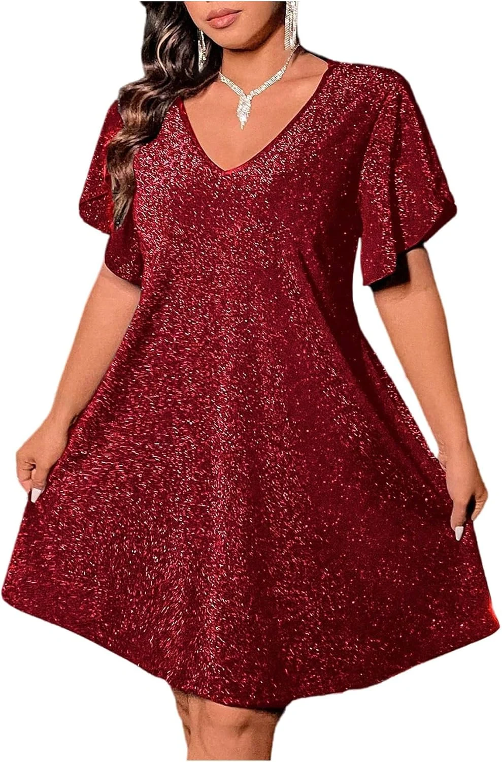 Plus Size Cocktial Dress Sparkly Glitter Club Party Wear by OYOANGLE, photograph 1 of 4