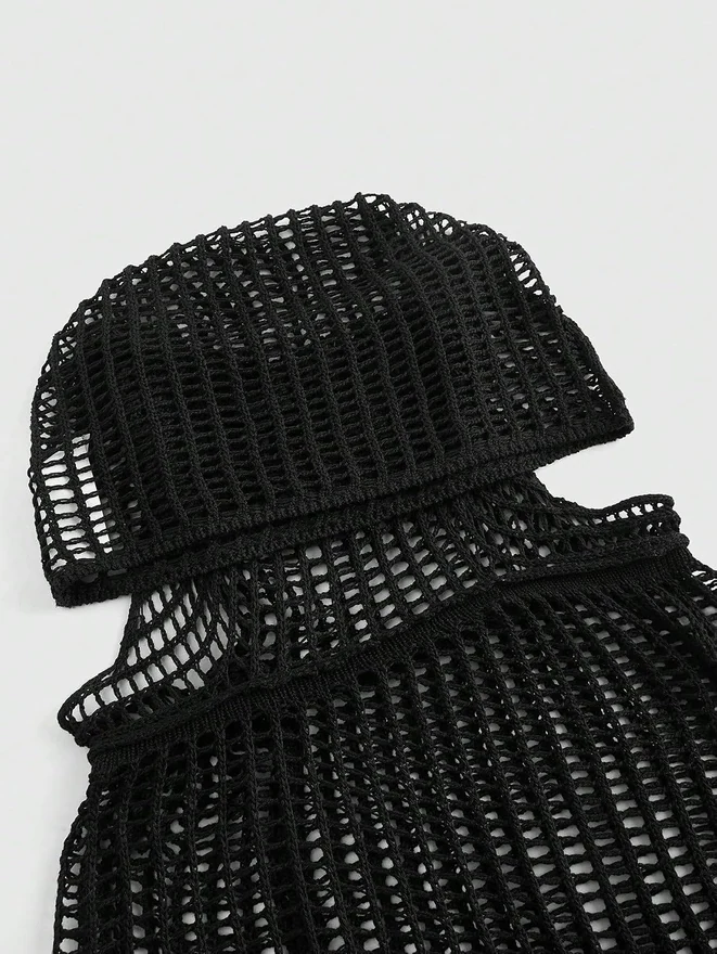 Hollow Out Sleeveless Hooded Sweater Y2K Goth Punk Tops by OYOANGLE, photograph 2 of 3