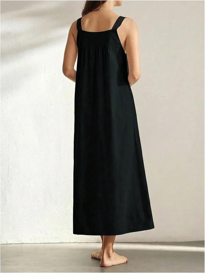 Nightgowns for Women Sleeveless Eyelet Dress Long House Dress by OYOANGLE, photograph 2 of 3