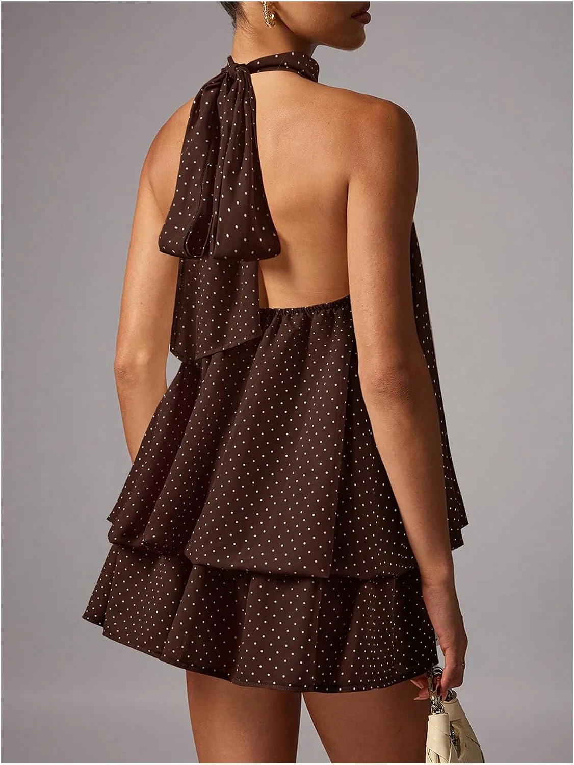 Summer Polka Dots Halter Y2k Cute Ruffle Wedding Party Dress by OYOANGLE, photograph 1 of 3