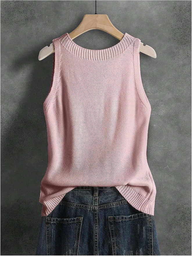 Sleeveless Sweater Vest Crew Neck Pullover Sweaters Basic Going by OYOANGLE, photograph 2 of 4