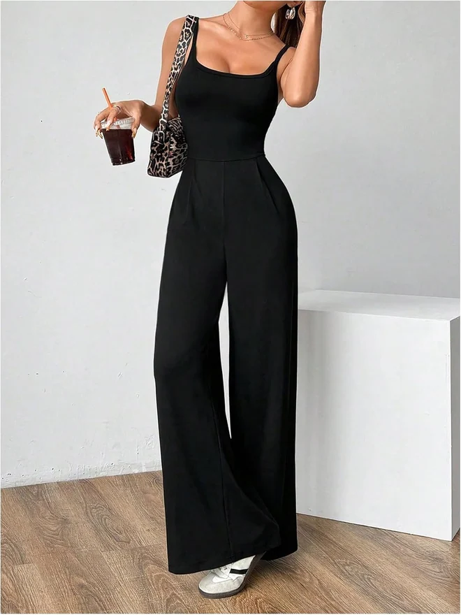 Strappy Backless Jumpsuits Wide Leg One Piece Outfits by OYOANGLE, photograph 3 of 3