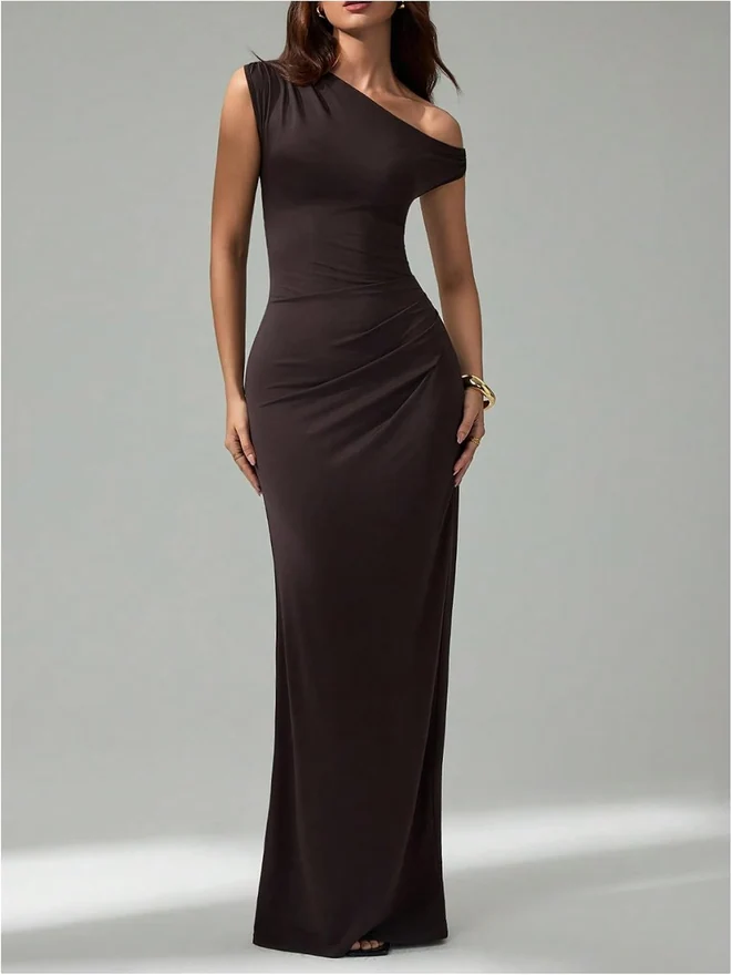 Off The Shoulder Bodycon Maxi Dress Wedding Guest Dresses by OYOANGLE, photograph 2 of 3