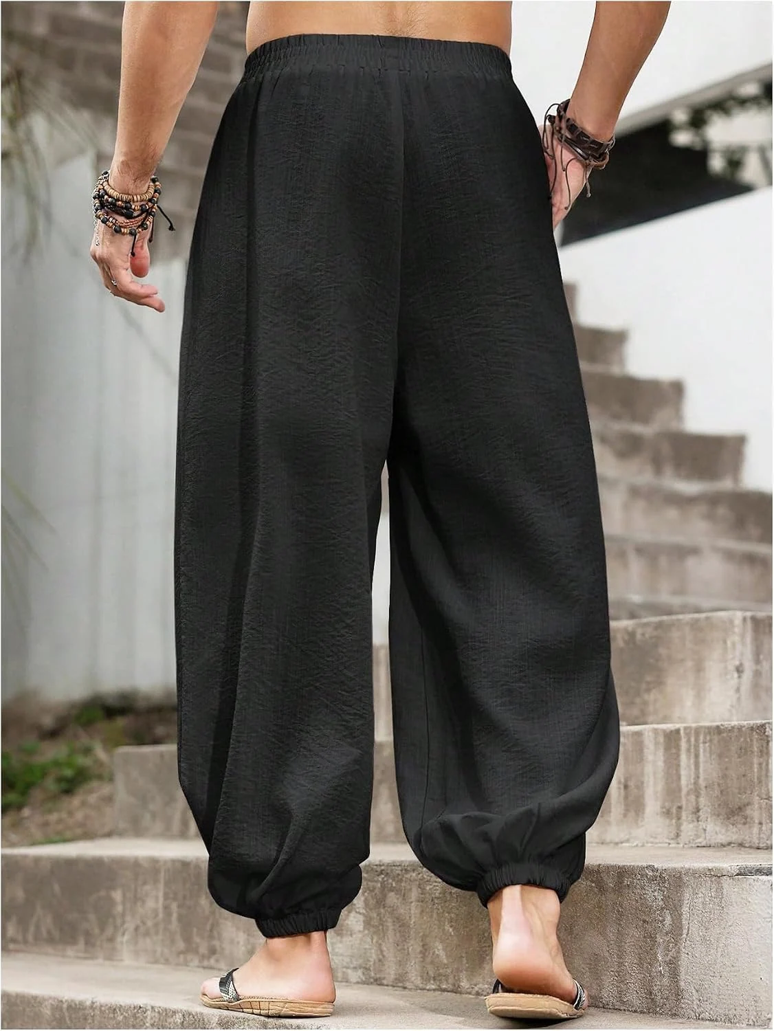 Harem Pants with Pocket Baggy Hippie Loose Fit Elastic Waist by OYOANGLE, photograph 1 of 3