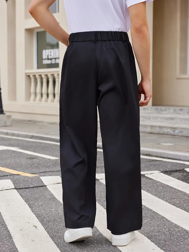 Pleated Wide Leg Dress Pants High Waist Old Money Trousers by OYOANGLE