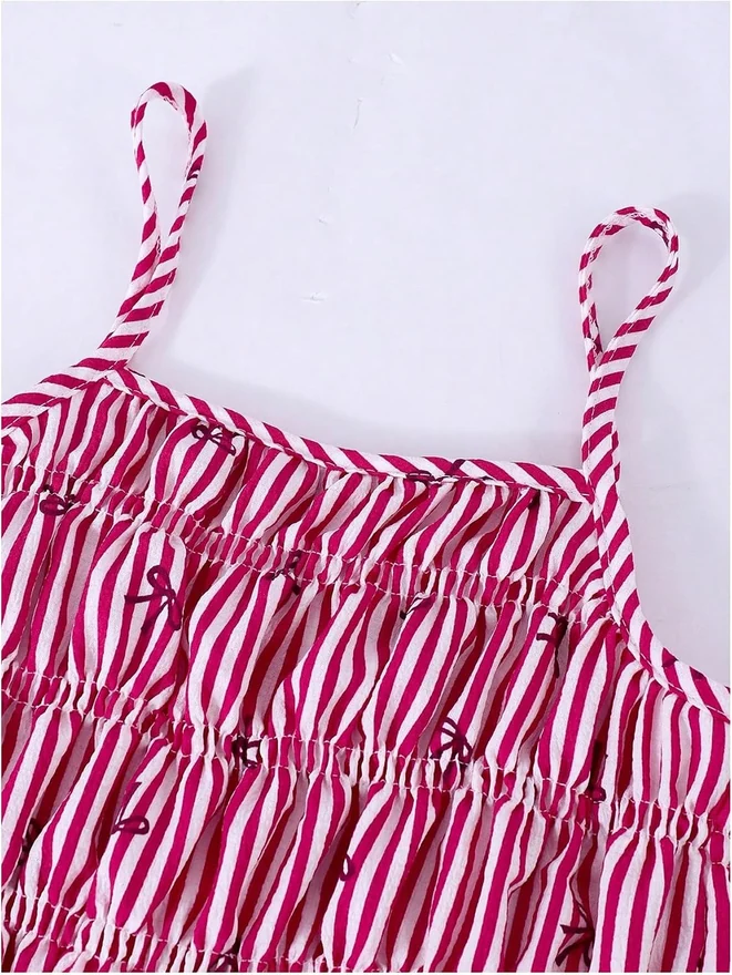 Girl's 2 Piece Outfits Striped Bow Ruched Ruffle Top and Pants by OYOANGLE, photograph 2 of 4