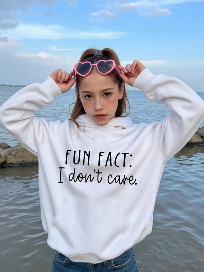 Girl's Letter Graphic Hoodies Long Sleeve Drop Shoulder Thick by OYOANGLE, photograph 2 of 4