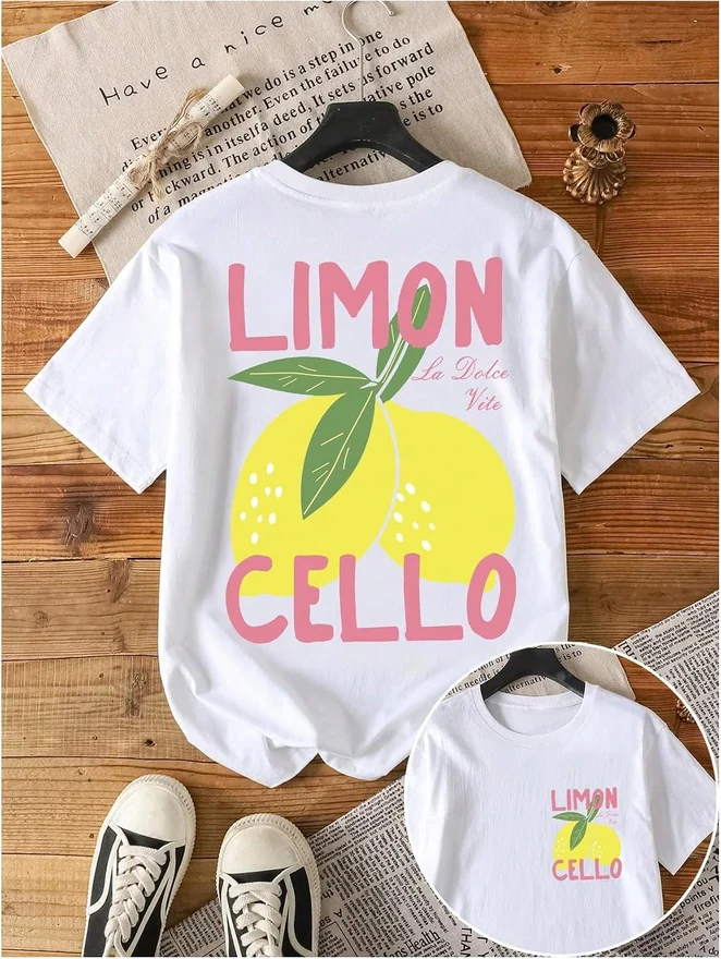 Graphic Tees for Women Lemon T Shirts Short Sleeve Crew Neck Tee by OYOANGLE