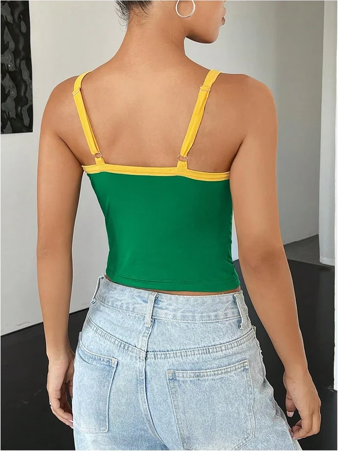 Vintage Graphic Brazil Shirt Y2k Tank Top Dark Green by OYOANGLE, photograph 2 of 4
