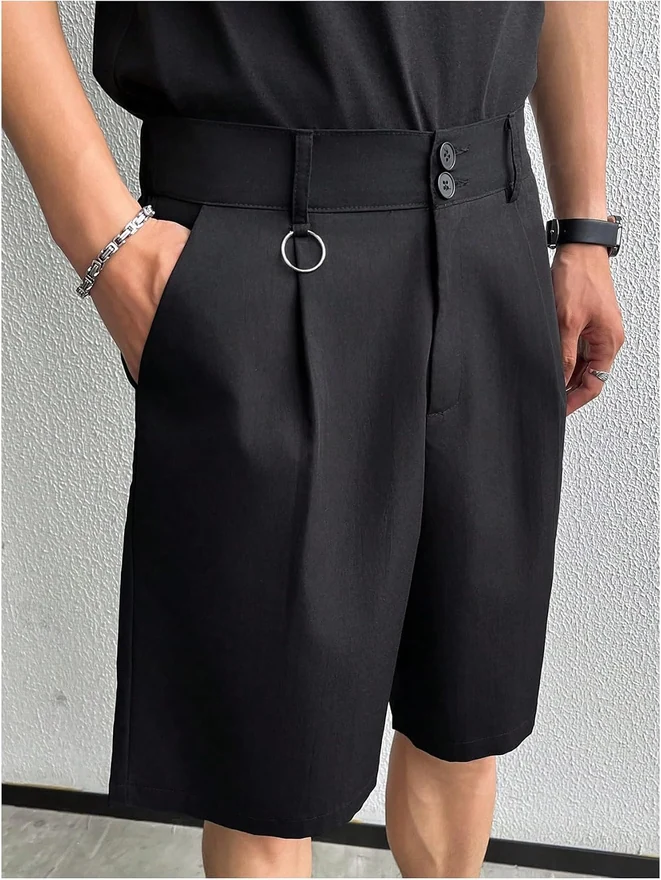 Classic Pleat Front Golf Shorts Zipper Fly Casual Shorts by OYOANGLE, photograph 2 of 4