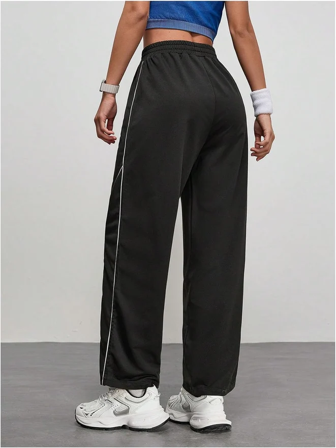 Casual Sports Pants Straight Leg Side Stripes Sweatpants by OYOANGLE