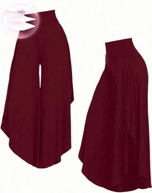 Flowy Pants Wide Leg High Waisted Palazzo Pink in Burgundy