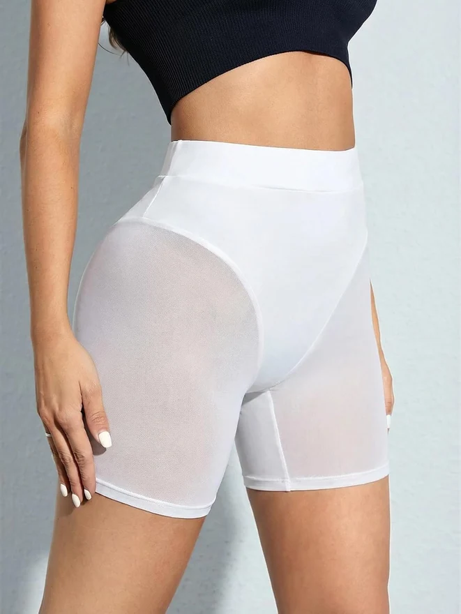 Sheer Mesh Biker Shorts Sexy Workout Booty Short Leggings by OYOANGLE, photograph 3 of 4