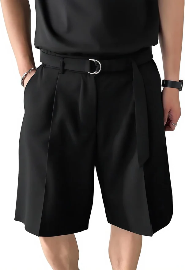 Summer Pleated Dress Shorts Casual Golf Shorts Loose Jorts by OYOANGLE