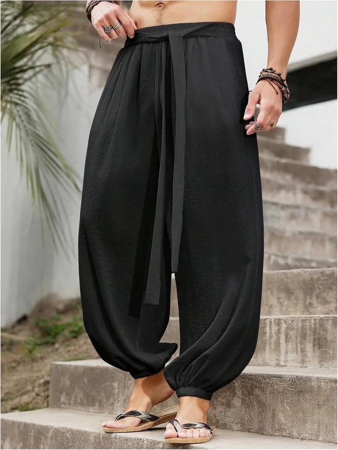 Harem Pants with Pocket Baggy Hippie Loose Fit Elastic Waist by OYOANGLE, photograph 2 of 3