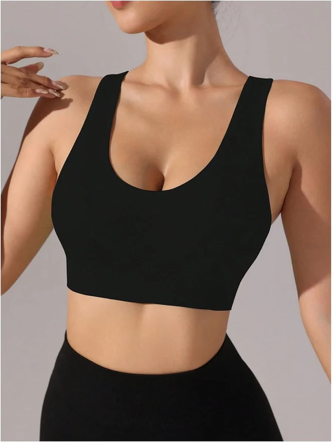 3 Pack Sports Bras Criss Cross Strappy Padded Light Support Gym by OYOANGLE, photograph 2 of 4