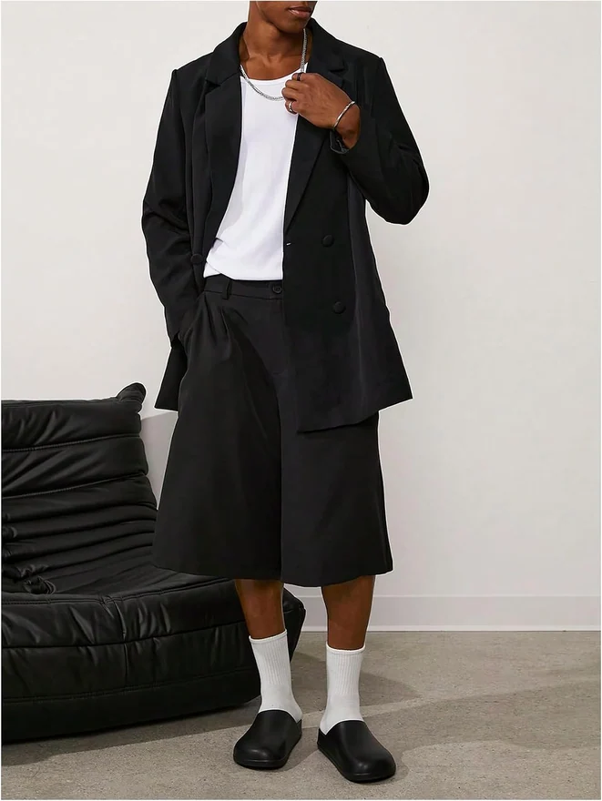 Summer Pleated Long Shorts Casual Dress Shorts Loose Jorts by OYOANGLE, photograph 2 of 3