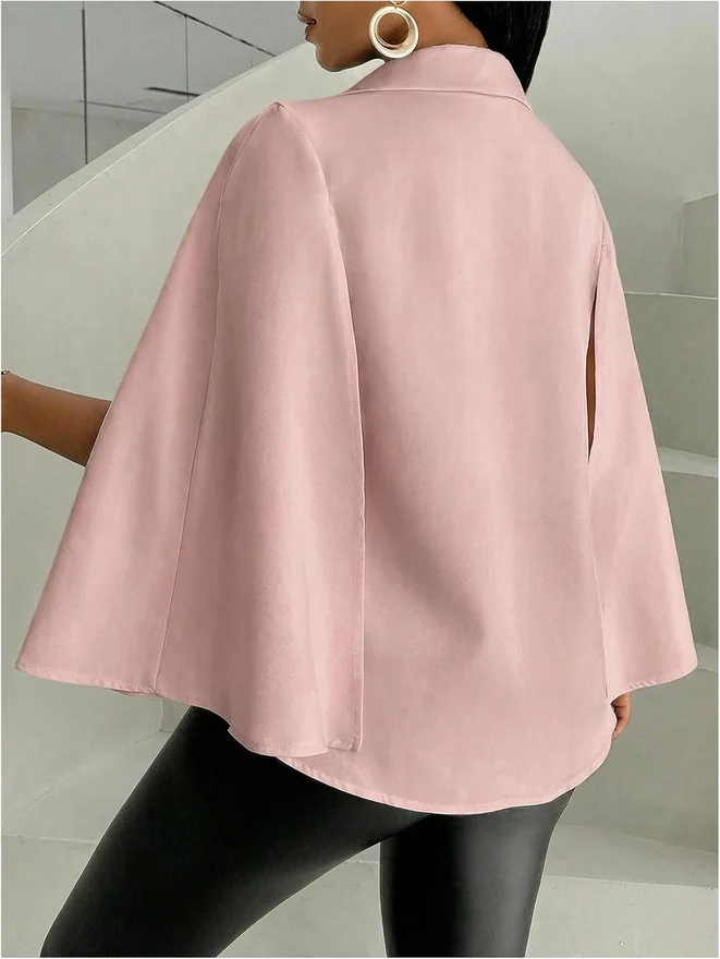 Cape Blazer Long Sleeve Cropped Blazers Jacket Coat Work by OYOANGLE, photograph 2 of 4