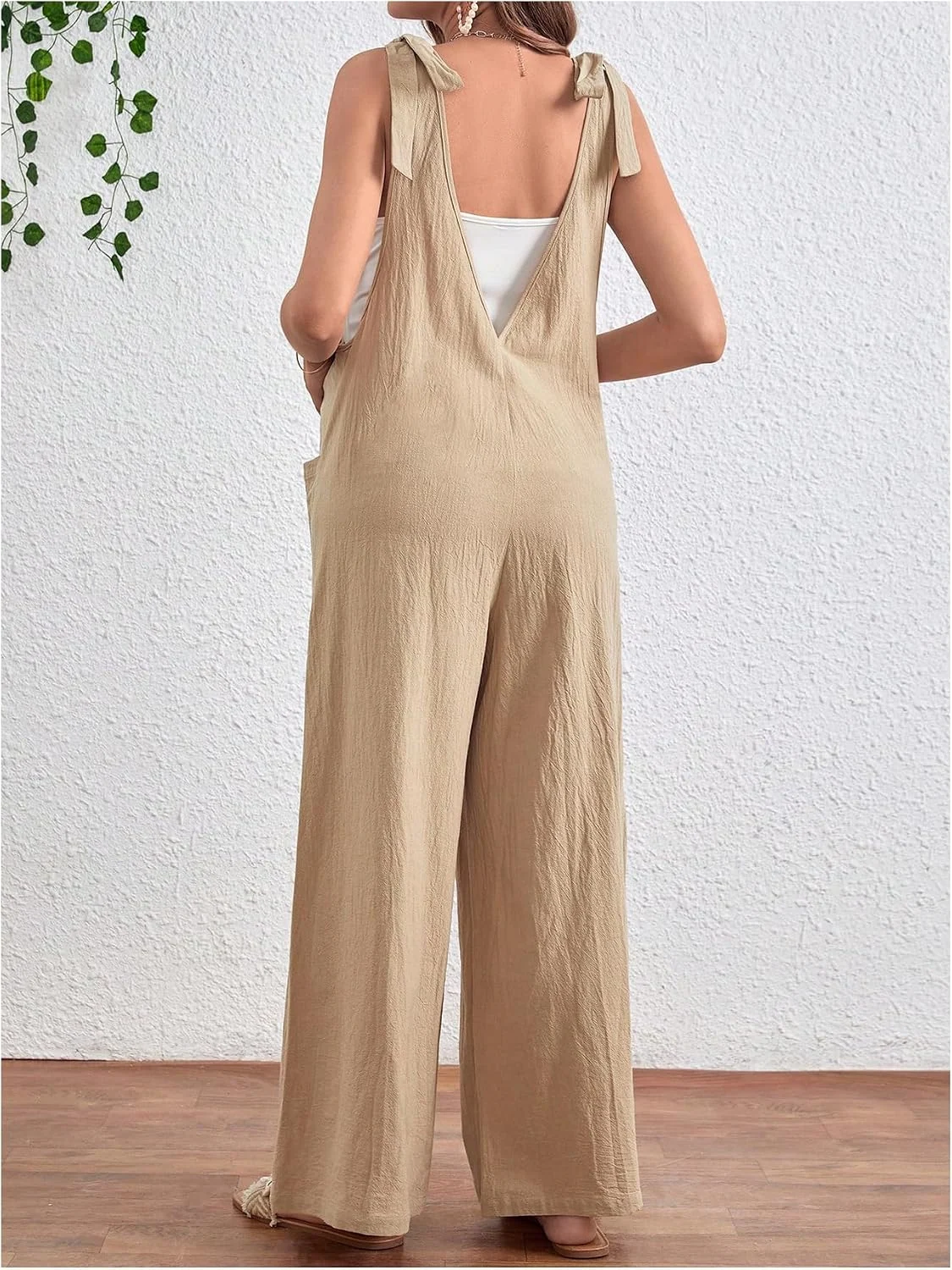 Maternity Overalls Jumpsuit Knot Shoulder Strap Sleeveless by OYOANGLE, photograph 1 of 3
