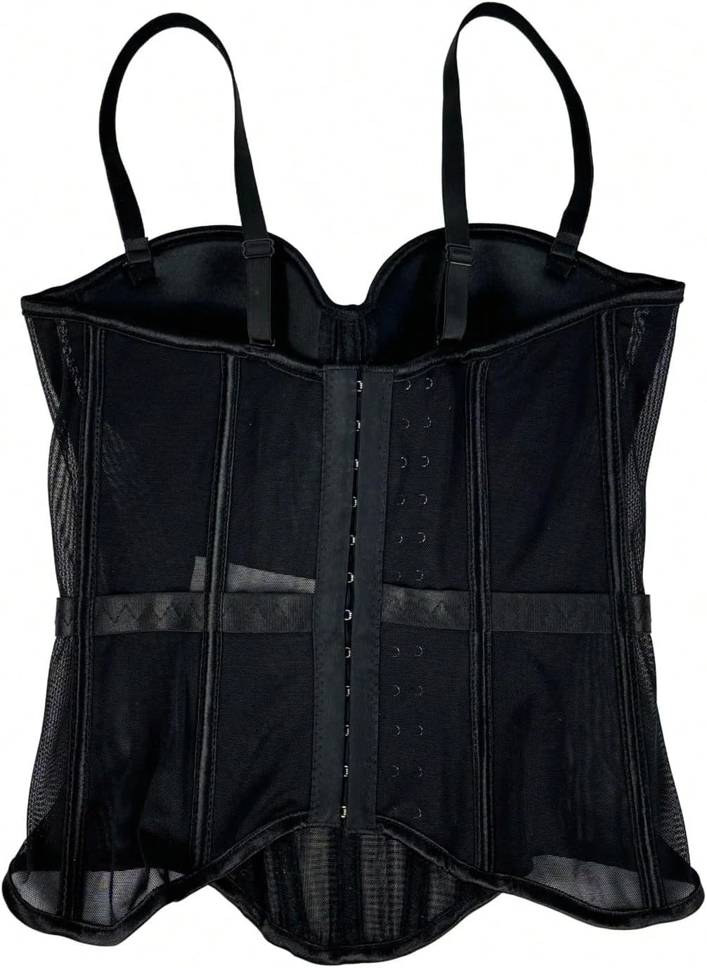 Bustier Corset Top See Through Mesh Boned Cami Tops Black by OYOANGLE, photograph 1 of 3