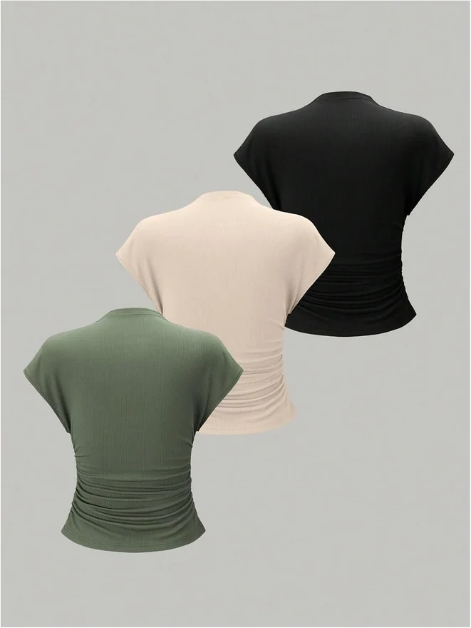 3 Pack Business Casual Outfits Mock Neck Ribbed Tank Tops by OYOANGLE, photograph 2 of 4