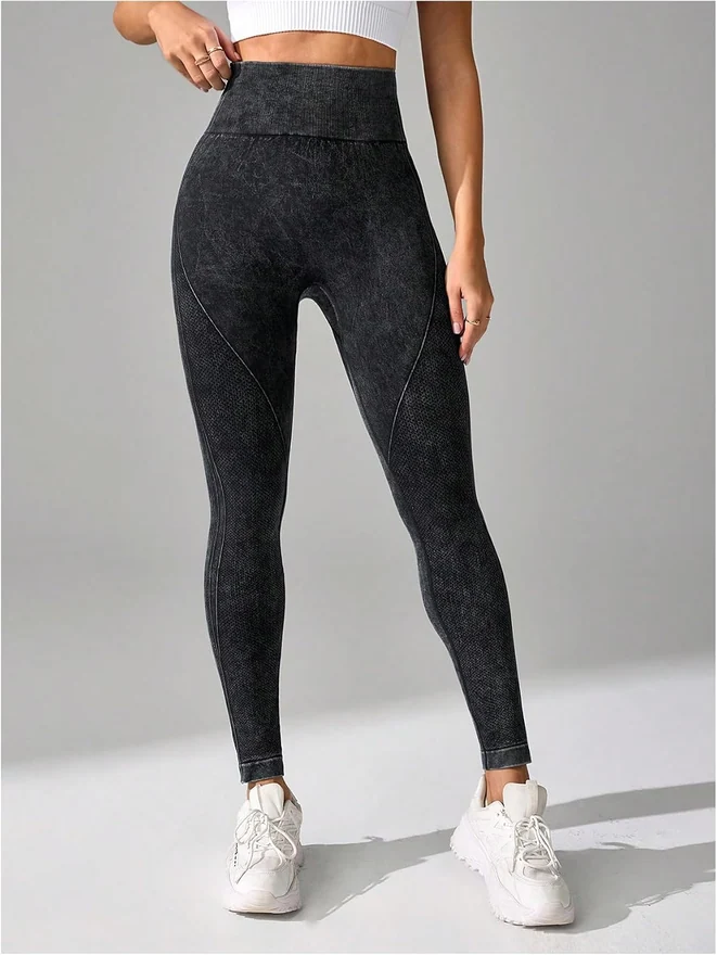 High Waisted Workout Leggings Tummy Control Running Pants by OYOANGLE, photograph 2 of 4
