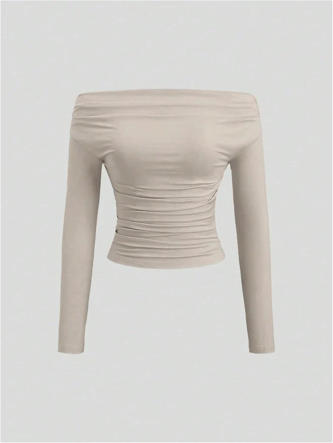 3 Pack Long Sleeve Off The Shoulder Tops Ruched Slim Fitted by OYOANGLE, photograph 4 of 4