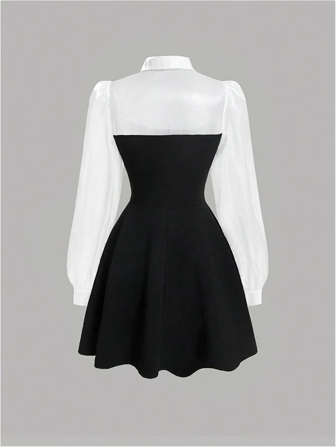 Girl's Long Sleeve Cute Princess Fall A Line Dress Black and by OYOANGLE, photograph 4 of 4
