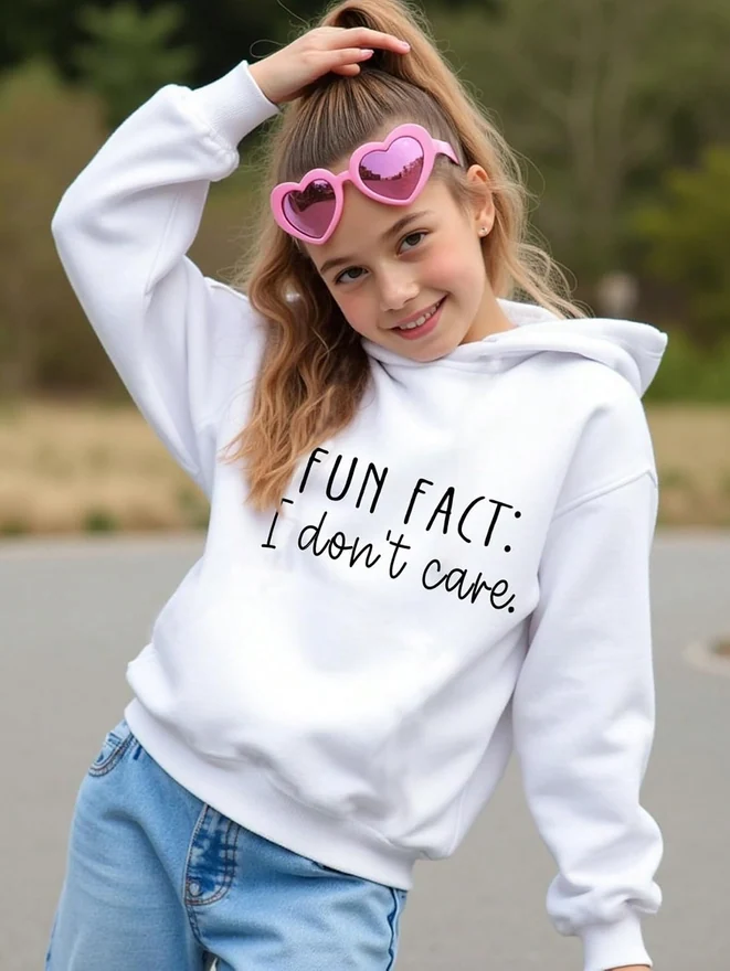 Girl's Letter Graphic Hoodies Long Sleeve Drop Shoulder Thick by OYOANGLE, photograph 3 of 4
