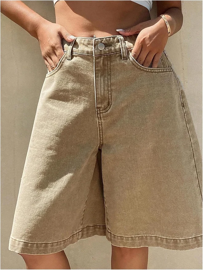 Y2K Baggy Jorts Wide Leg High Waisted Bermuda Denim Shorts by OYOANGLE, photograph 4 of 4