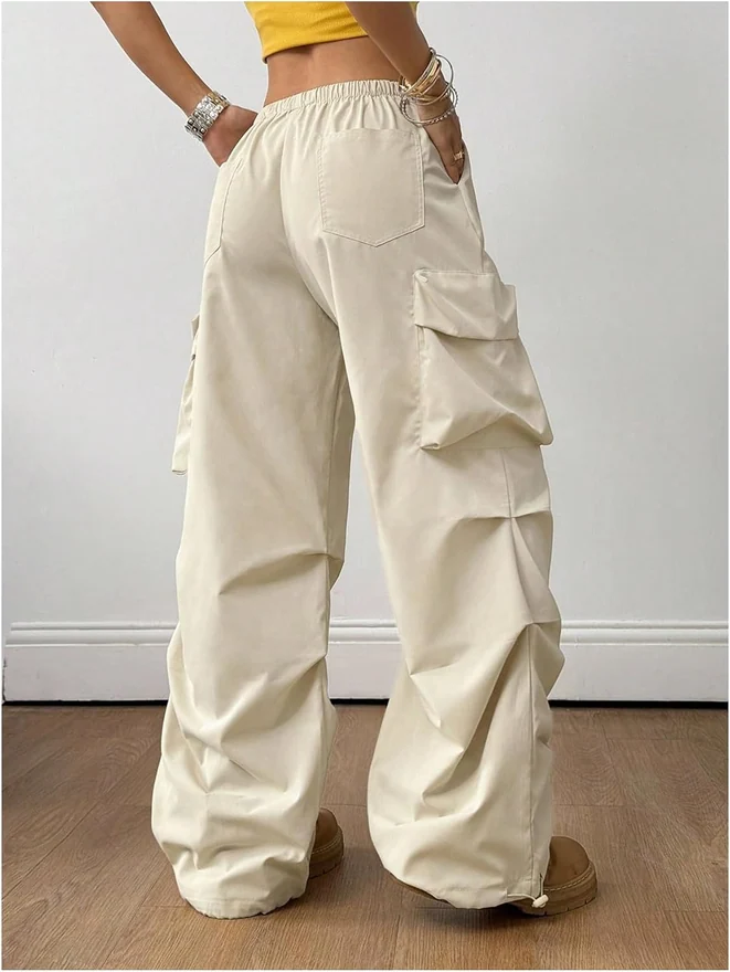 Y2k Baggy Pants Drawstring Elastic Waist Ruched Pants by OYOANGLE, photograph 2 of 3
