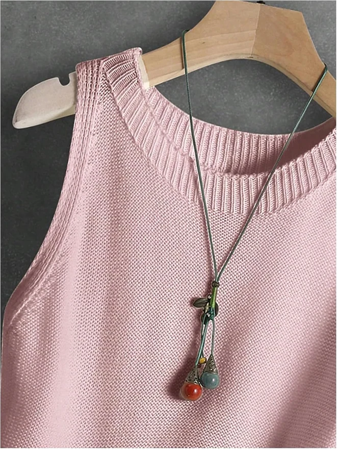 Sleeveless Sweater Vest Crew Neck Pullover Sweaters Basic Going by OYOANGLE, photograph 3 of 4