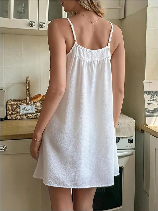 Lace Nightgowns Sleeveless Sleep Dress Fall Nightdress by OYOANGLE, photograph 2 of 4