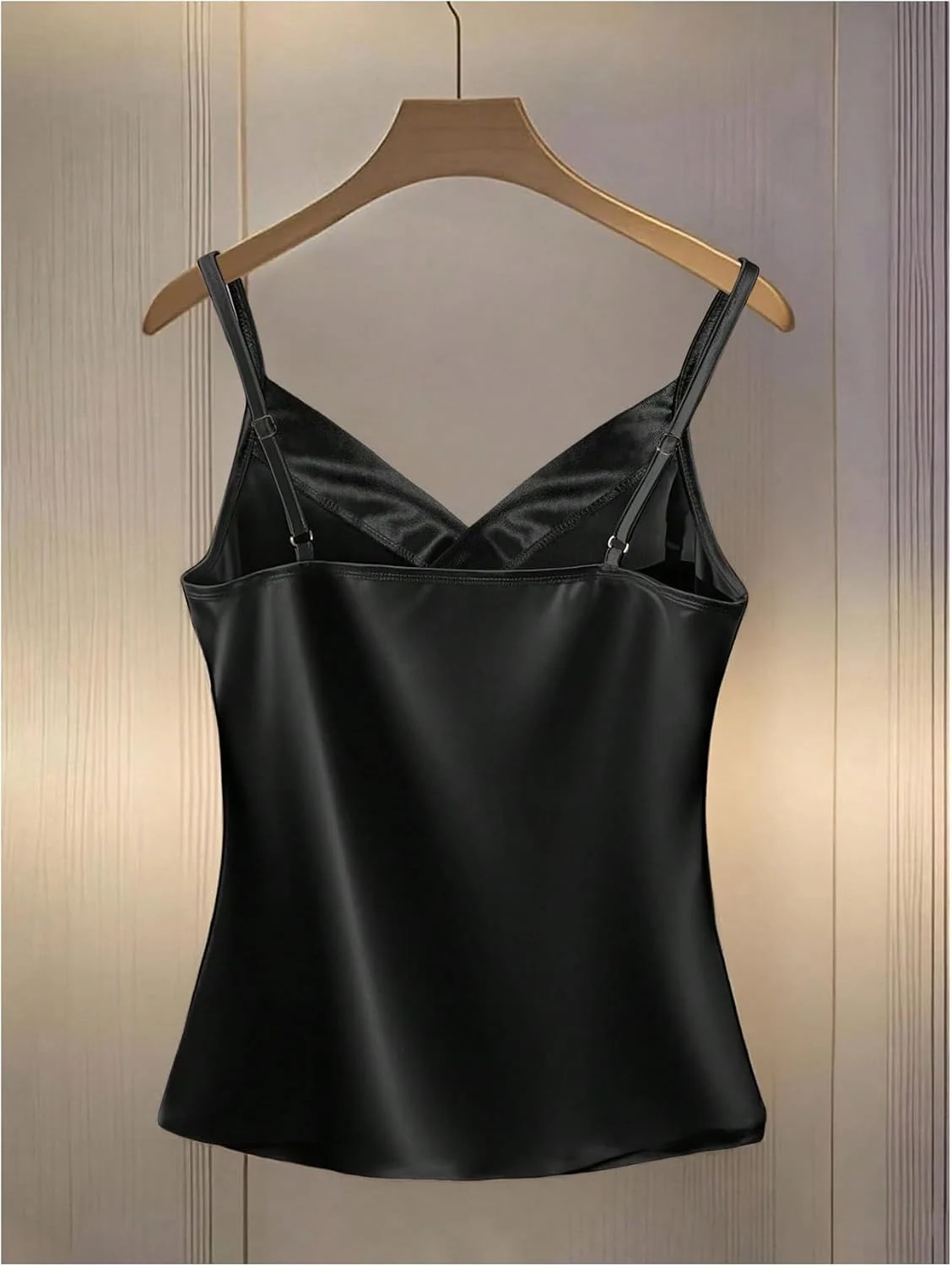 Silk Satin Wrap Tank Top Fitted Dressy Work Camisole Tops by OYOANGLE, photograph 1 of 2