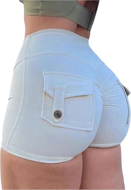 3″ Workout Cargo Shorts with Pocket Army Green in White