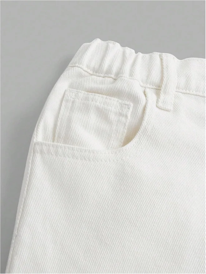 Girl's Wide Leg Jeans Y2K Zipper Fly Baggy Cropped Denim Pants by OYOANGLE, photograph 3 of 3