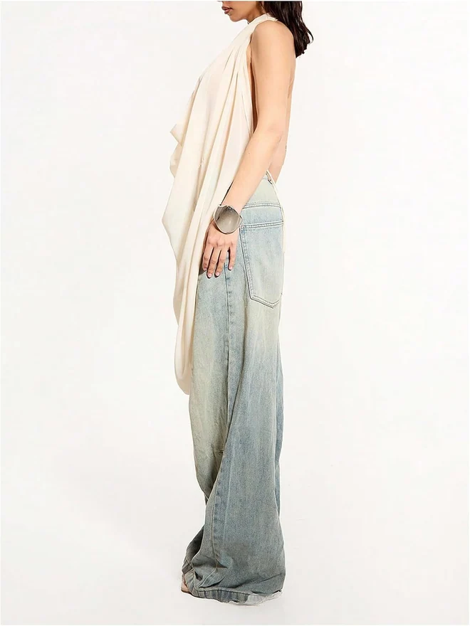 Cowl Neck Backless Halter Top Y2k See Through Tank Tops by OYOANGLE, photograph 2 of 3