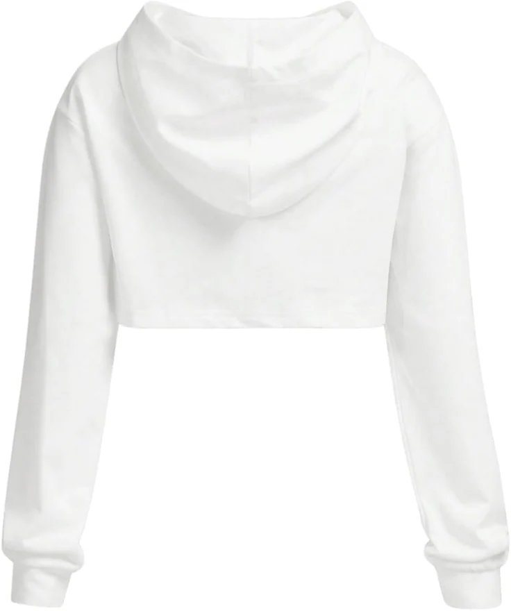 Girl's Long Sleeve Drop Shoulder High Low Hem Crop Hoodie Top by OYOANGLE, photograph 2 of 4