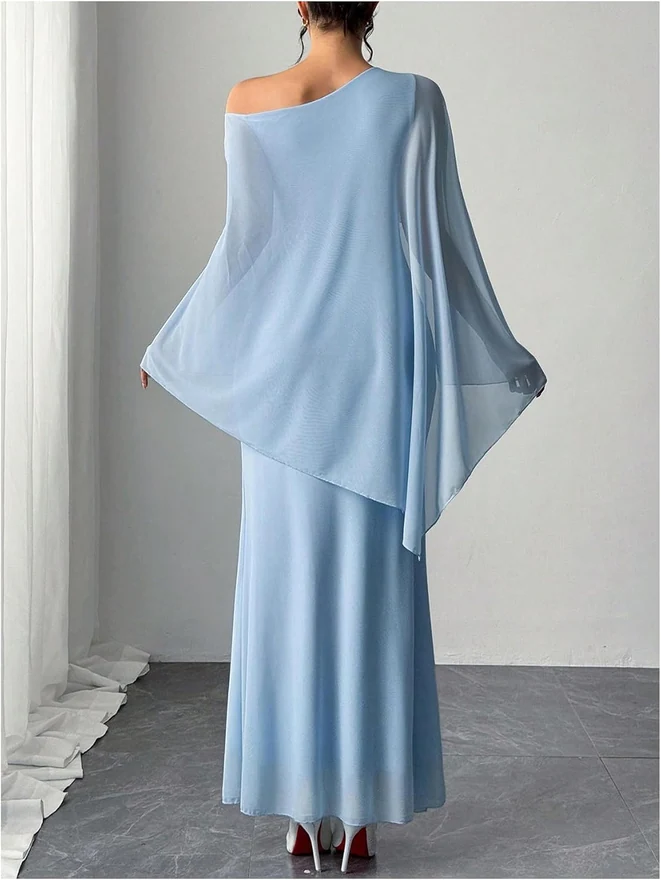 3D Floral Mesh Poncho Summer Formal Wedding Guest Dresses by OYOANGLE