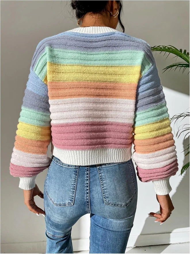 Lantern Long Sleeve Sweater Drop Shoulder Pullover by OYOANGLE, photograph 4 of 4