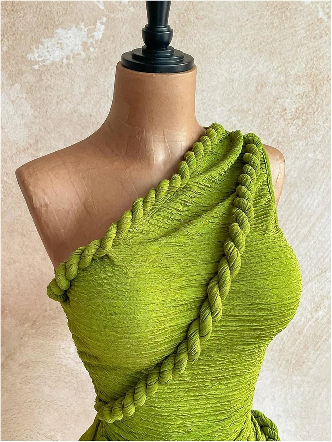 One Shoulder Braided Strap Bodycon Mini Dress Club Outfit by OYOANGLE, photograph 2 of 3