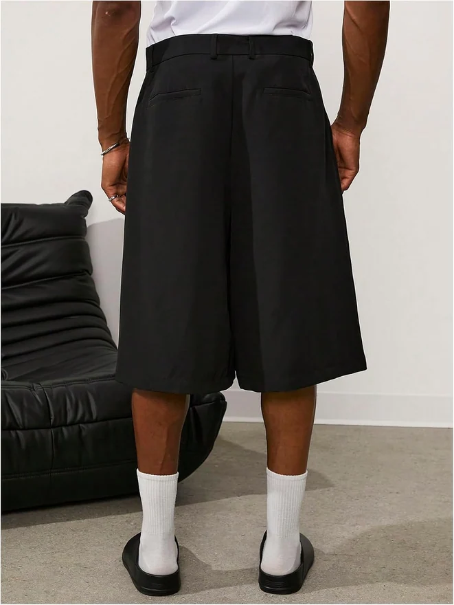 Summer Pleated Long Shorts Casual Dress Shorts Loose Jorts by OYOANGLE