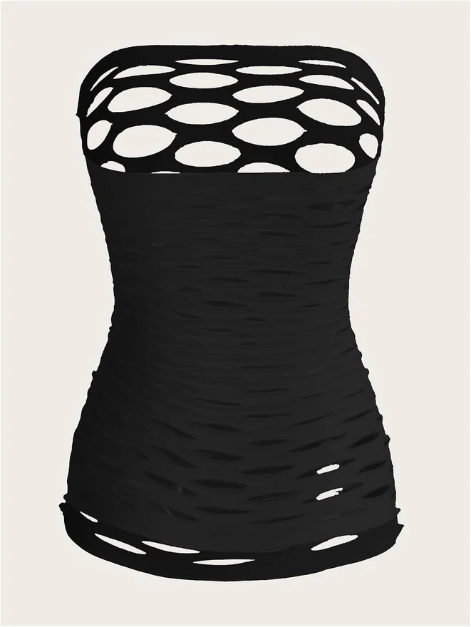 Fishnet Tube Top Strapless Lingerie Black by OYOANGLE, photograph 2 of 4