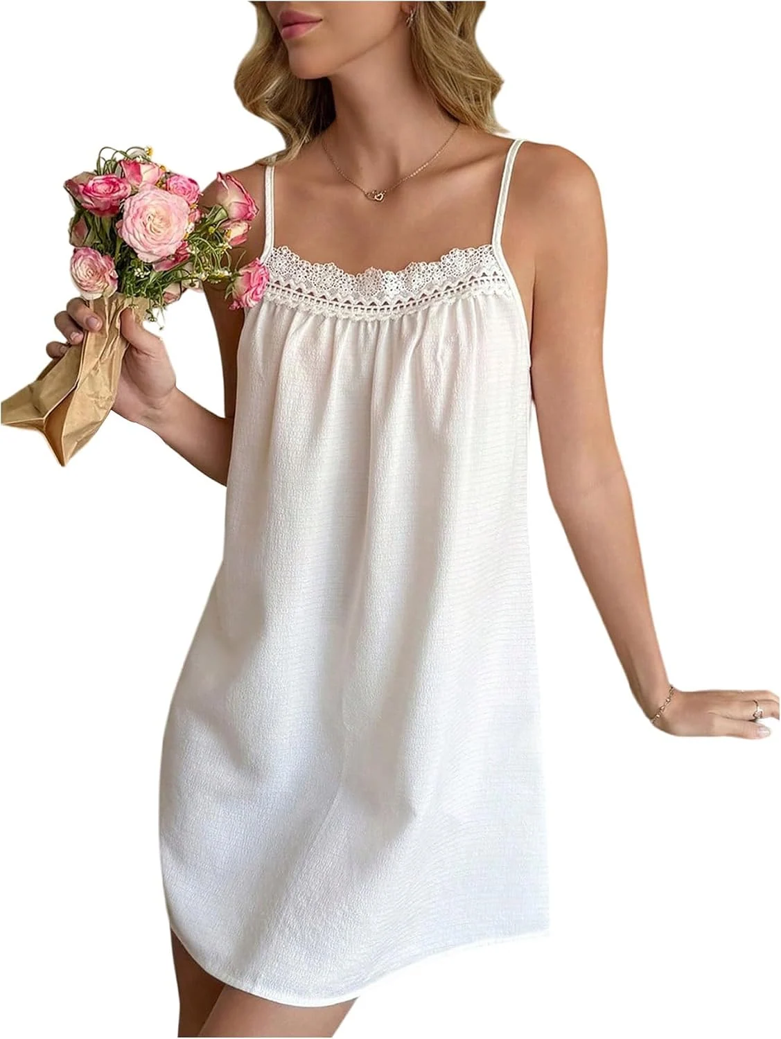 Lace Nightgowns Sleeveless Sleep Dress Fall Nightdress by OYOANGLE, photograph 1 of 4