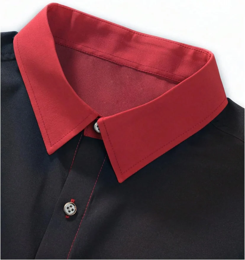 Ombre Long Sleeve Dress Shirts Button Down Collared Work Top by OYOANGLE, photograph 4 of 4