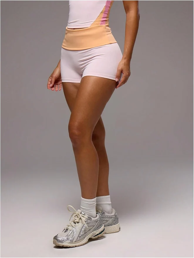 High Waisted Tummy Control Booty Biker Shorts Color Block by OYOANGLE, photograph 3 of 4