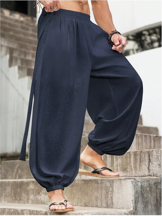 Harem Pants with Pocket Baggy Hippie Loose Fit Elastic Waist by OYOANGLE, photograph 3 of 3