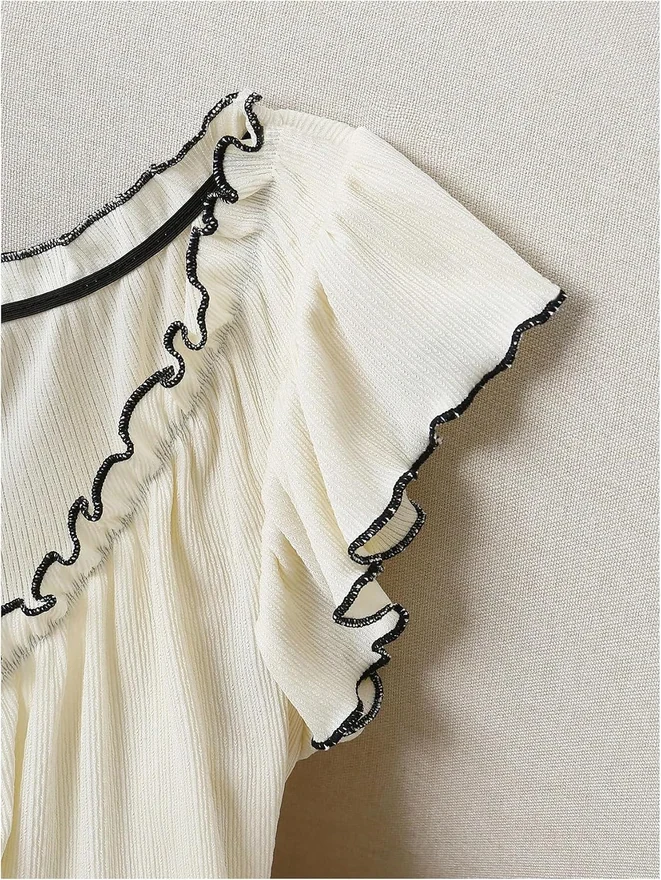 Plus Size Ruffle Peplum Tops Scoop Neck Babydoll Tshirts by OYOANGLE, photograph 4 of 4