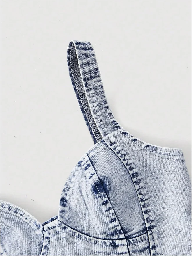 Denim Tank Top Vest Jean Corset Bustier Western Tops by OYOANGLE, photograph 4 of 4