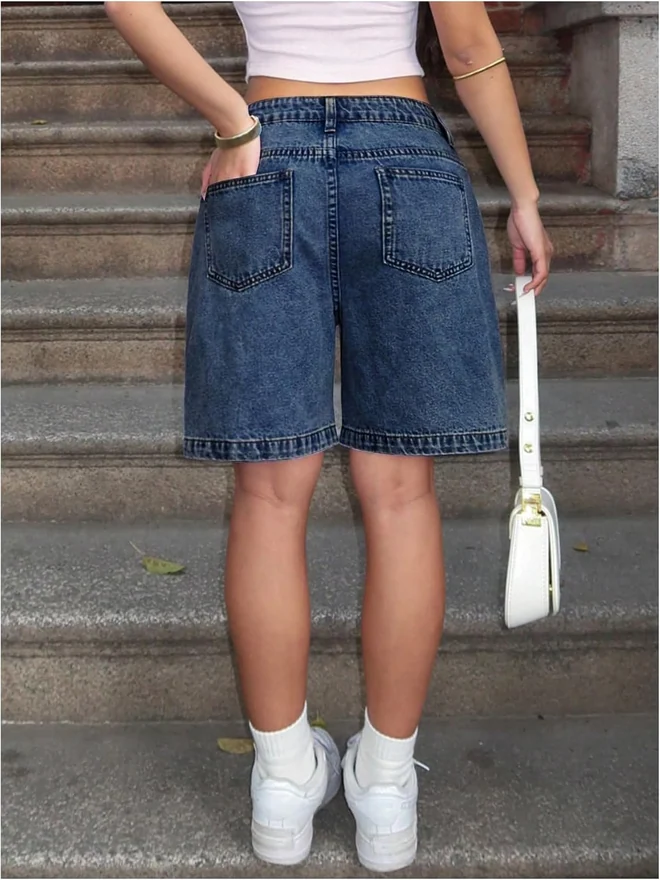 Baggy Jorts Straight Leg Loose Denim Shorts Y2K Casual Jean by OYOANGLE